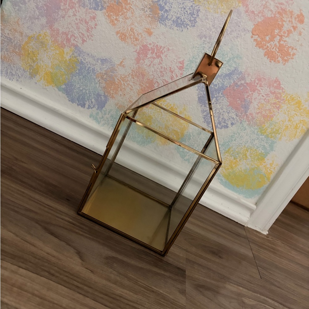 Mainstays Gold-Toned Glass Lantern